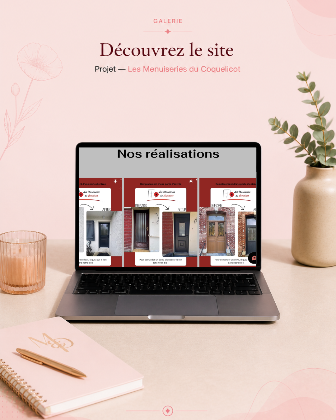 Publication Instagram Nouveau site web avec un mockup Moderne Beige Marron (4)